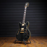 Excel DC - Semihollow Double Cutaway w/ Hardshell Case- Black Dog